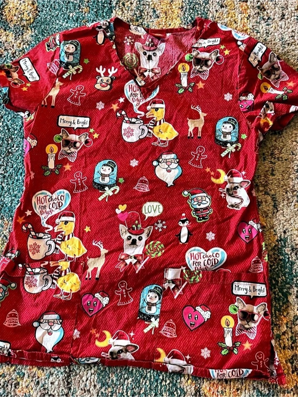 Dickies Holiday Print Scrub Top